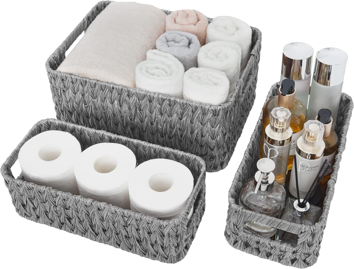 Black Storage Basket — 13" — 14½"L x 10¼"W x 7"H + 2x 13"L x 6"W x 4½"H