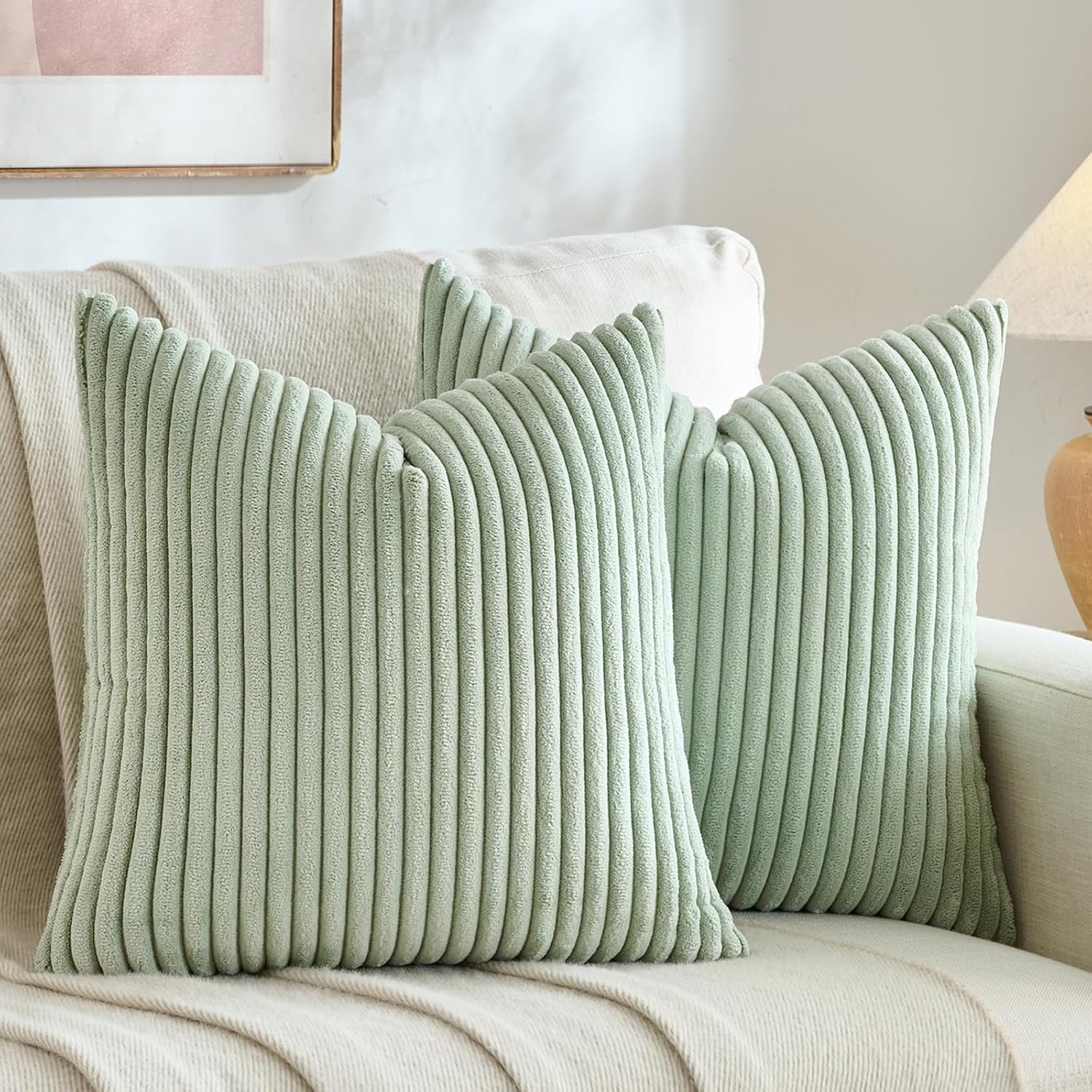 Boho Beige Throw Pillow Cover — 18" — 16" x 16" (Pack of 2)