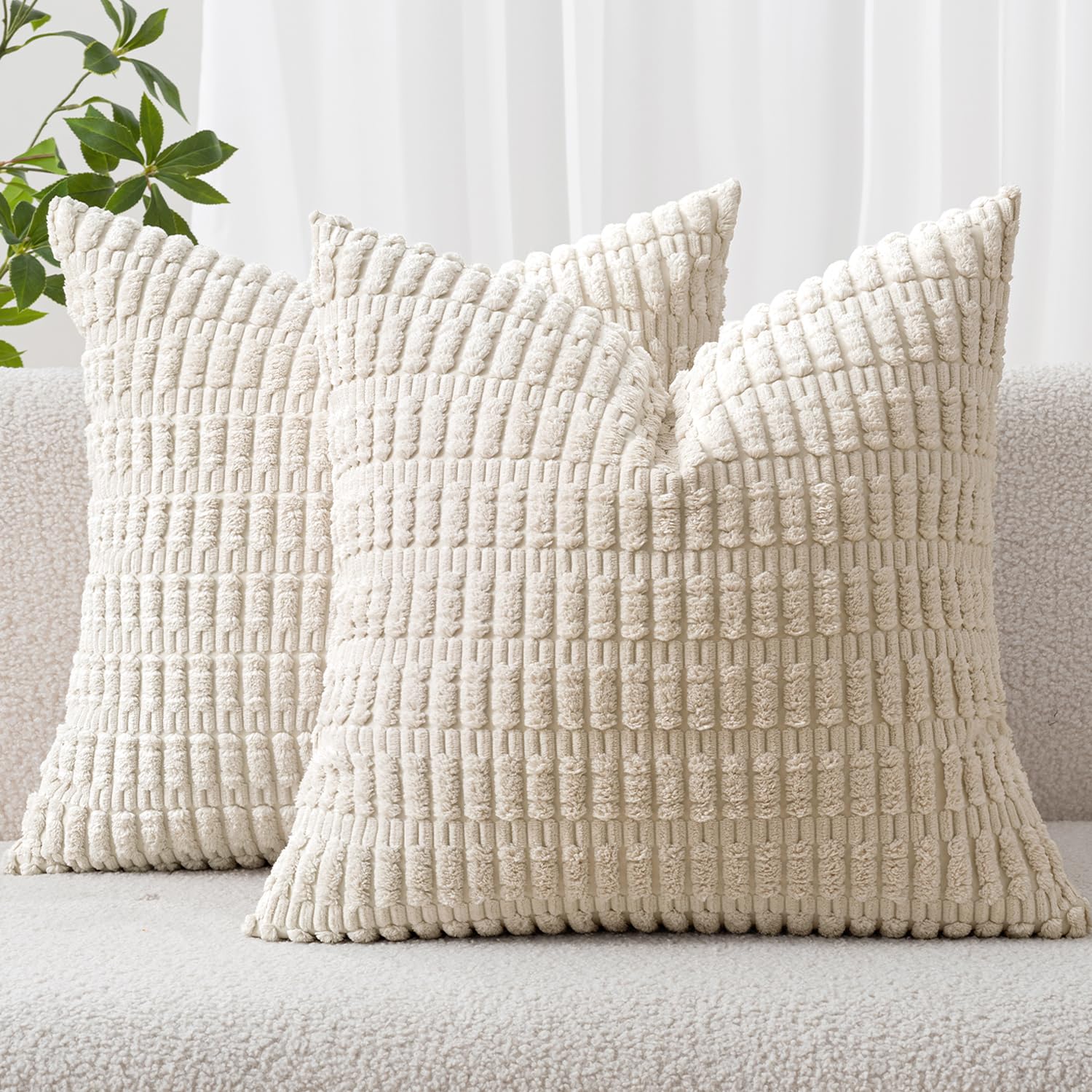 Boho Beige Throw Pillow Cover — 18"