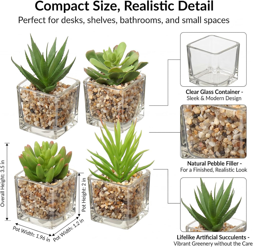 Glass Faux Plant — Set of 4 - View 2