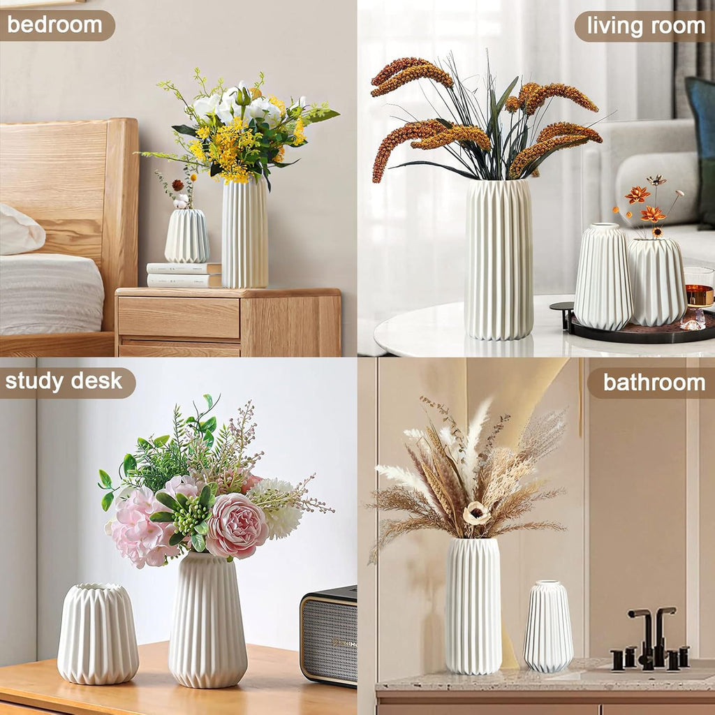 Boho White Flower Vase — Set of 3 - View 3
