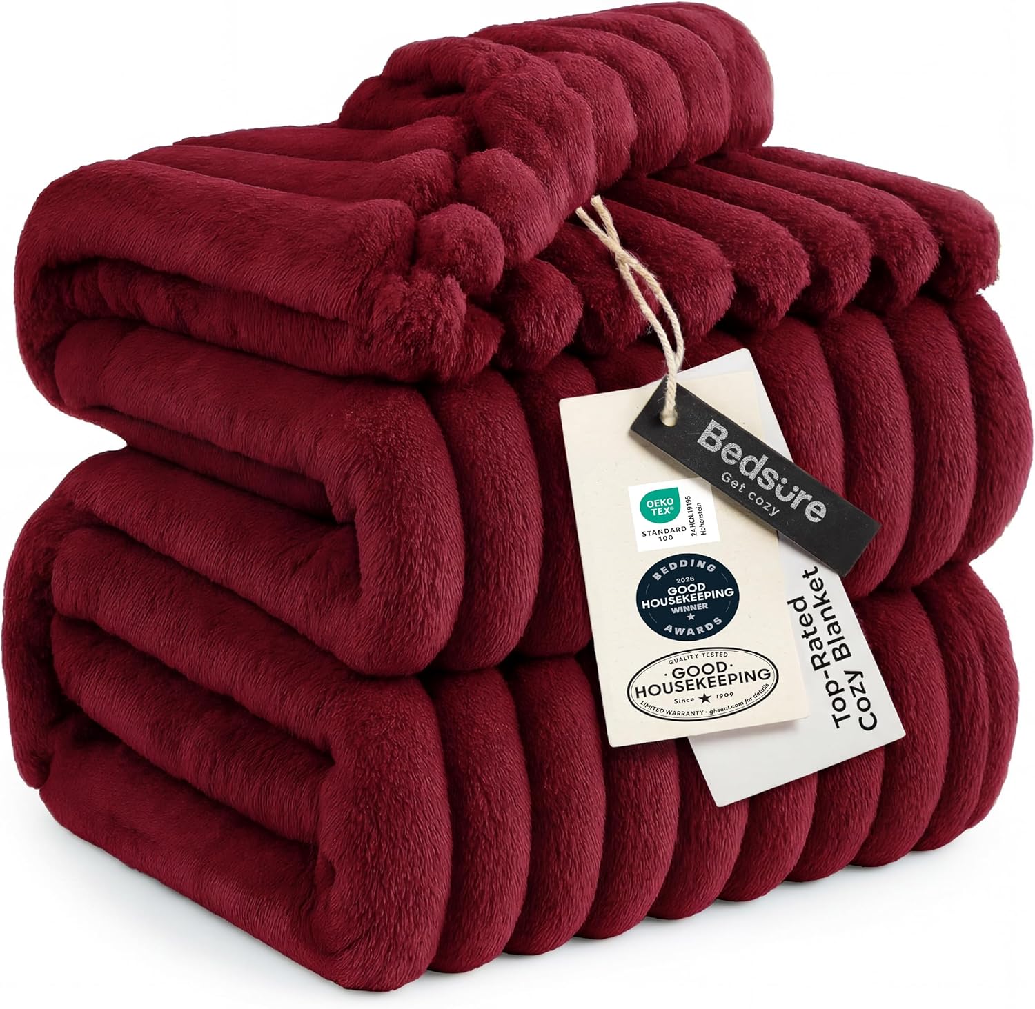 Beige Throw Pillow — 60" — Deep Red