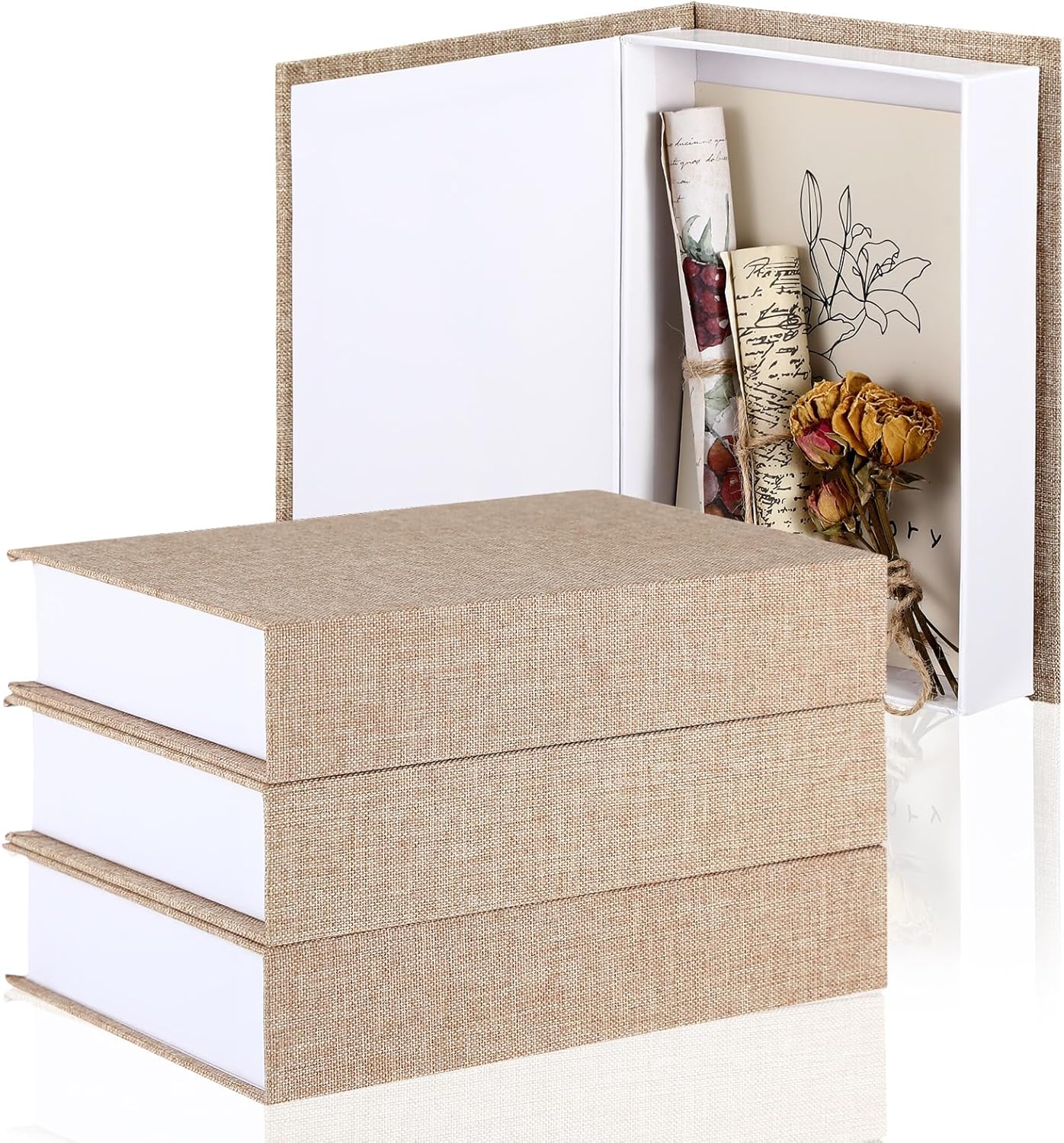 Linen Farmhouse Beige Storage Basket — 8.6 x 6.1 x 1.8 Inch