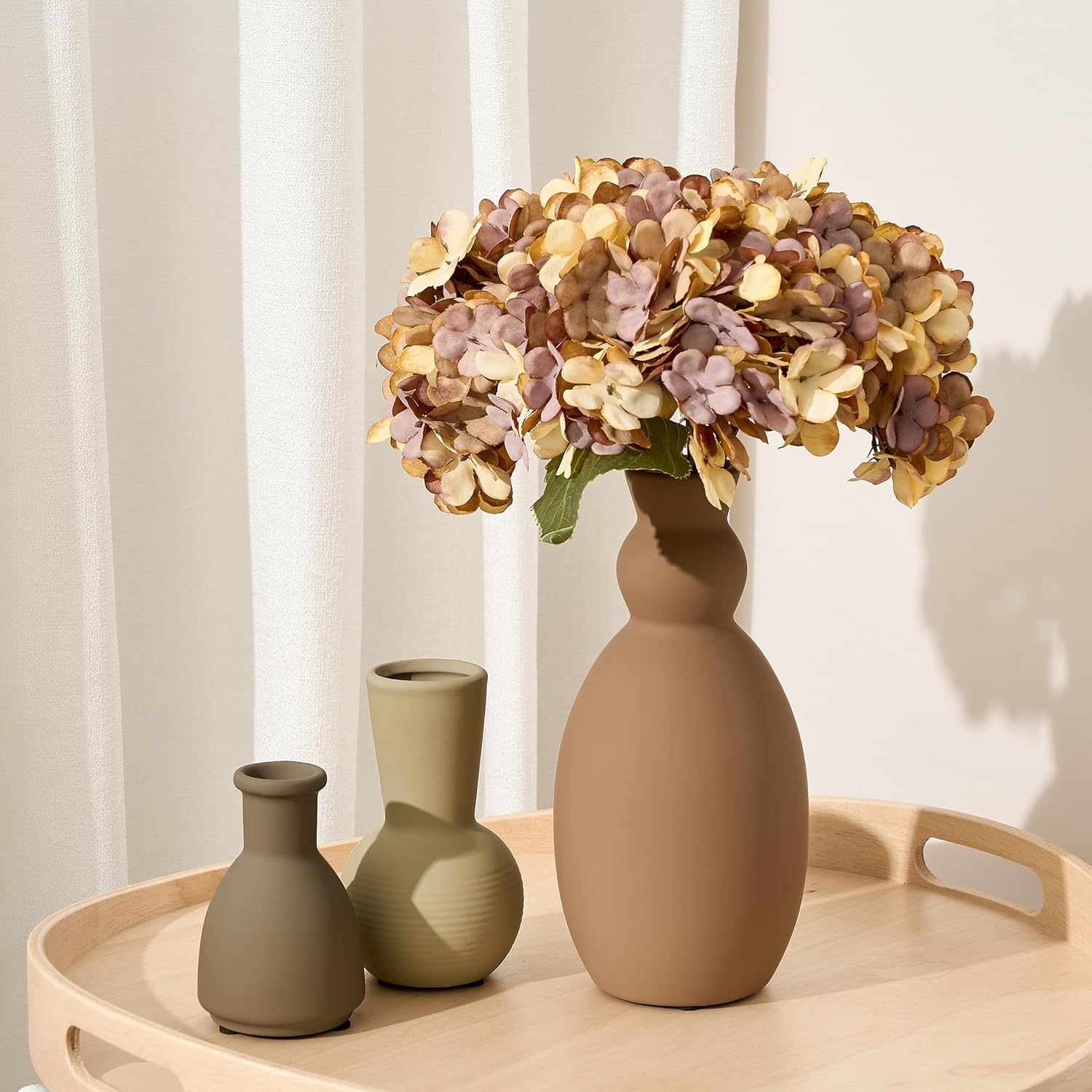 Farmhouse White Vase Set — Set of 3 — Multicolor ④- 3pcs