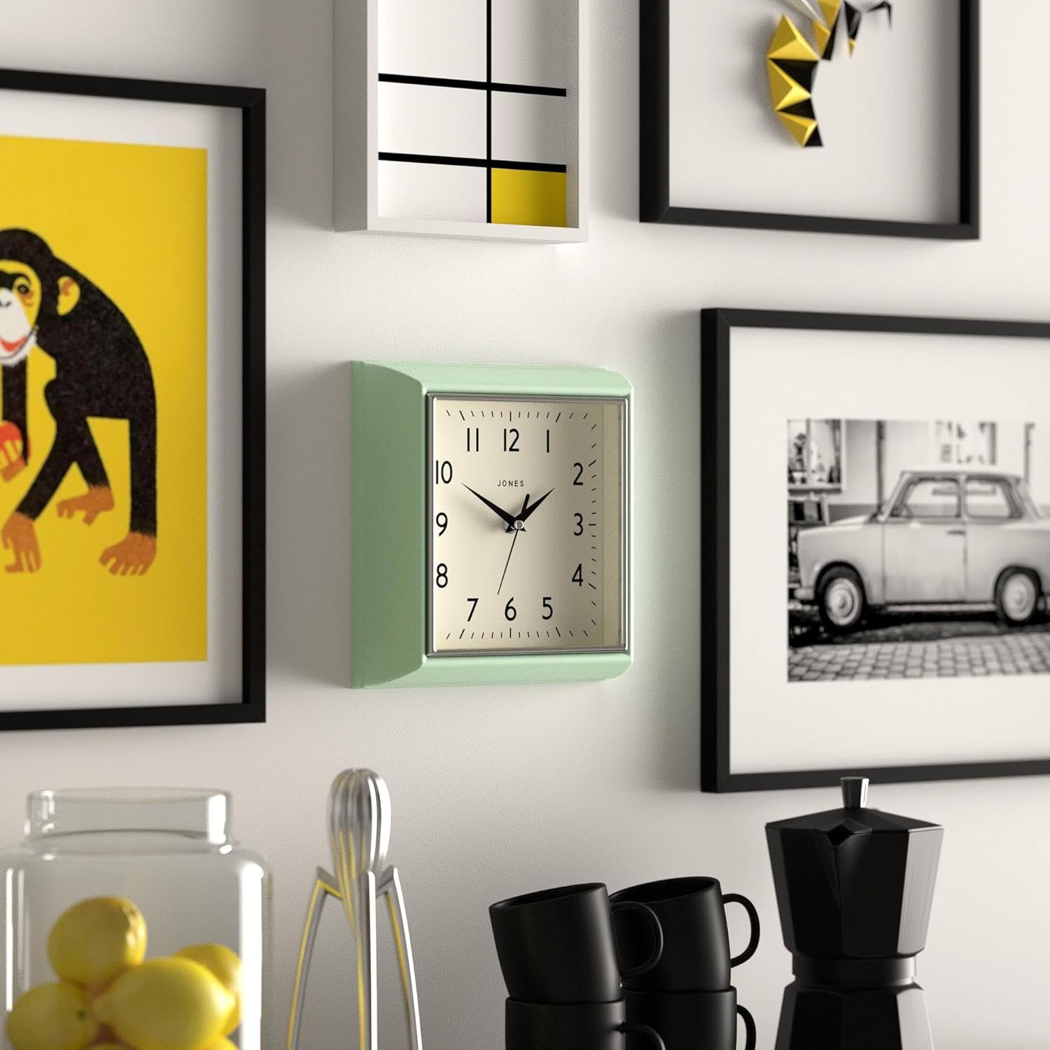 Mid-Century Black Wall Clock — 10" - View 4
