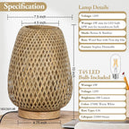 Dimmable Boho Wood Table Lamp - View 6