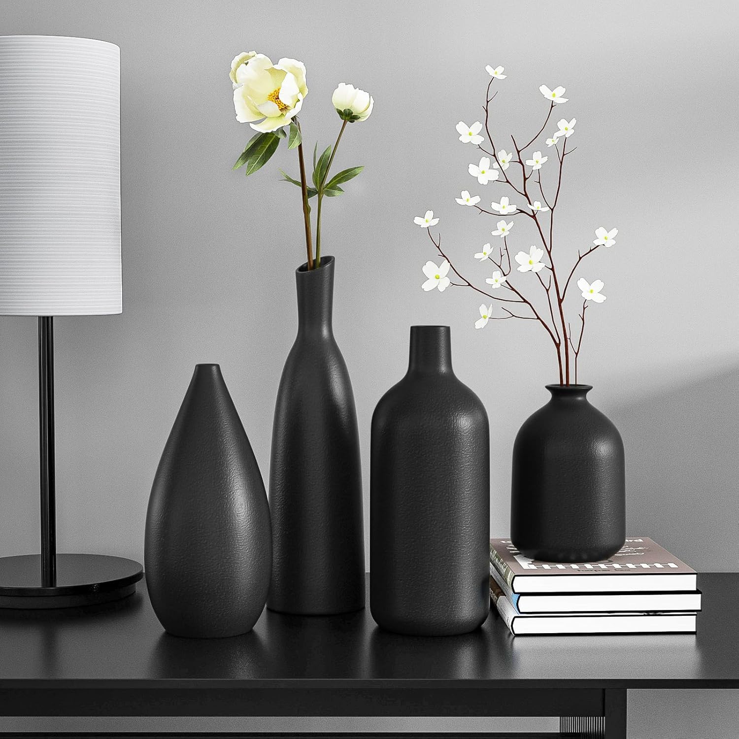 Modern Black Vase Set — Set of 4 - View 3