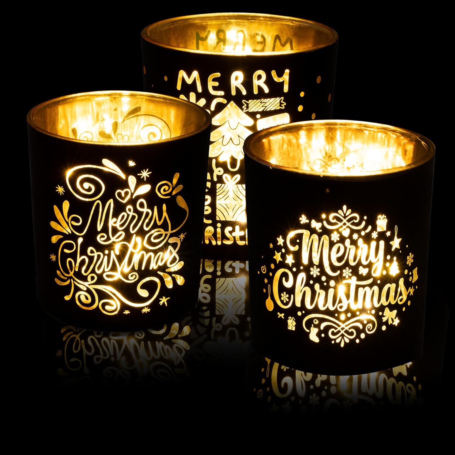 Silver Candle — Set of 3 — Merry Christmas