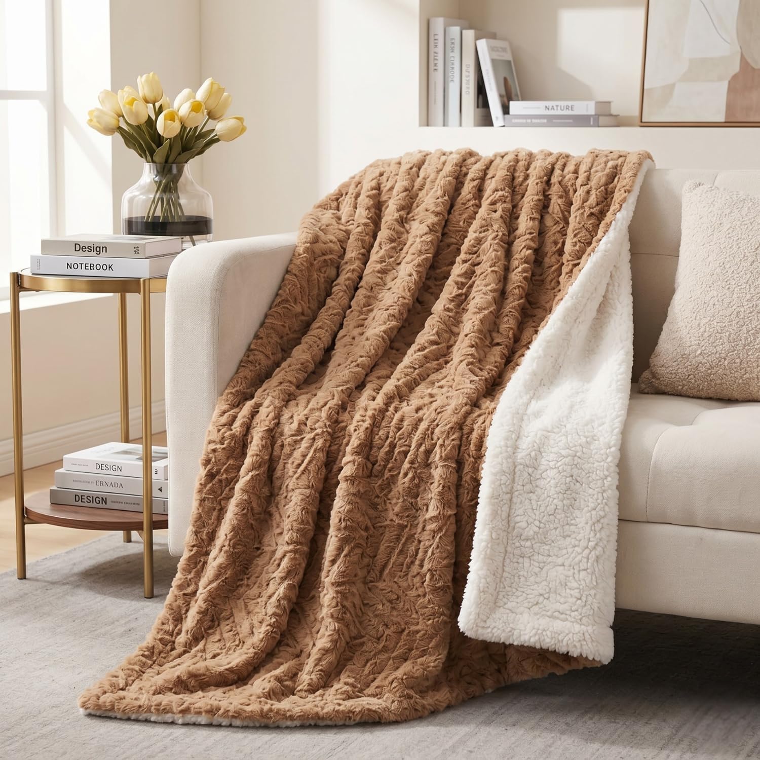 Luxe Brown Throw Pillow — 63" — 63" x 90"