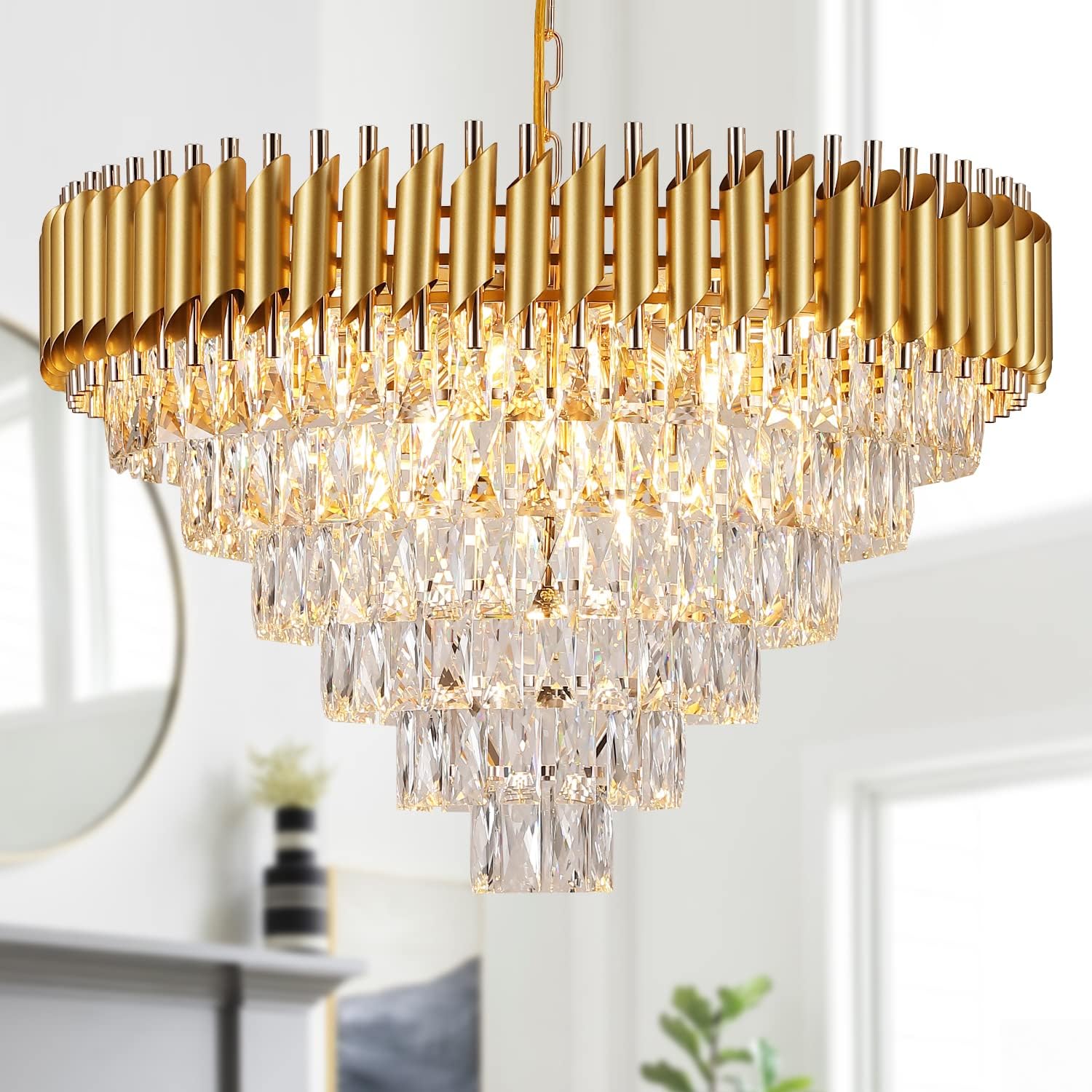 Luxe Black Chandelier — 20" — Gold