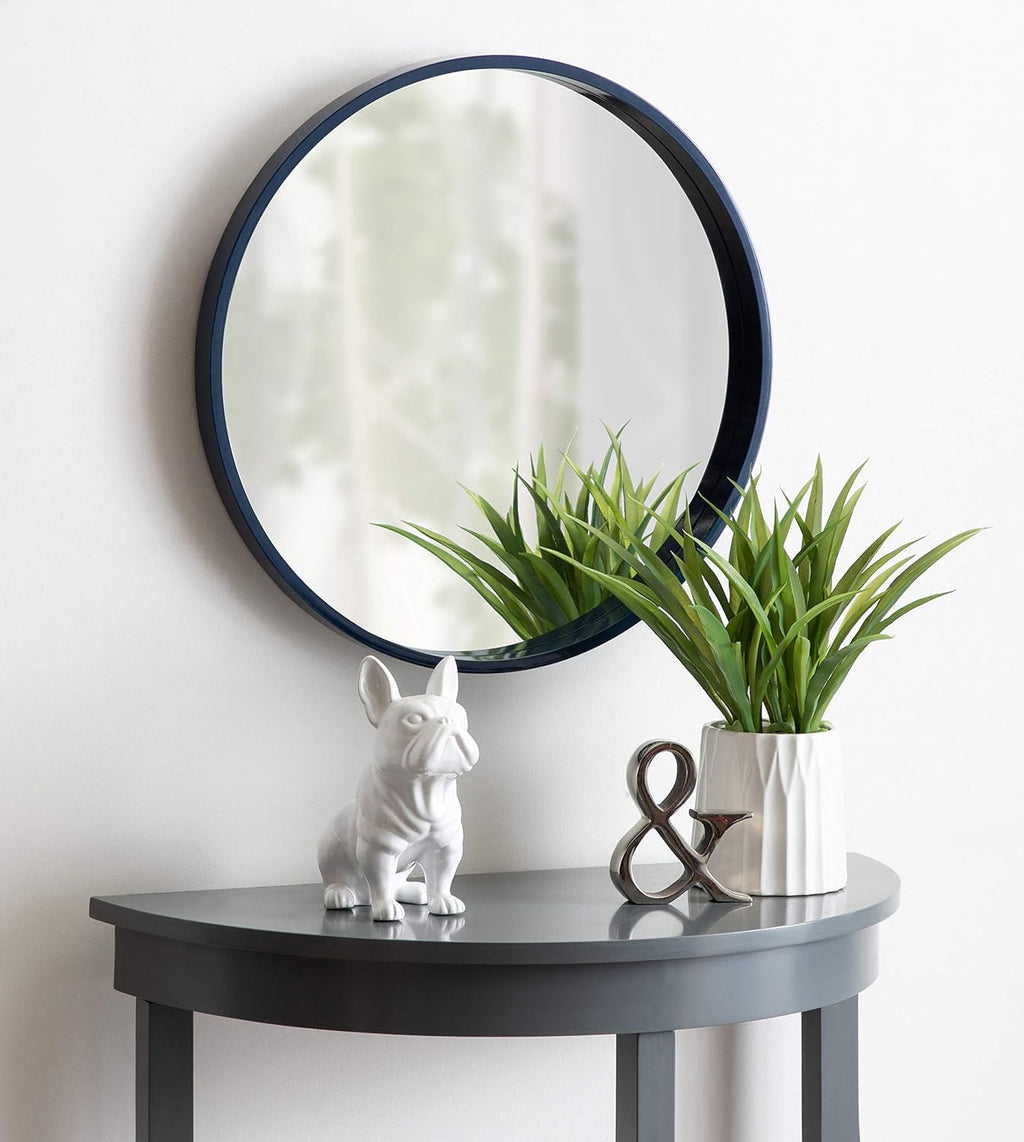 Round Modern Wood Wall Mirror — 21.6" - View 4