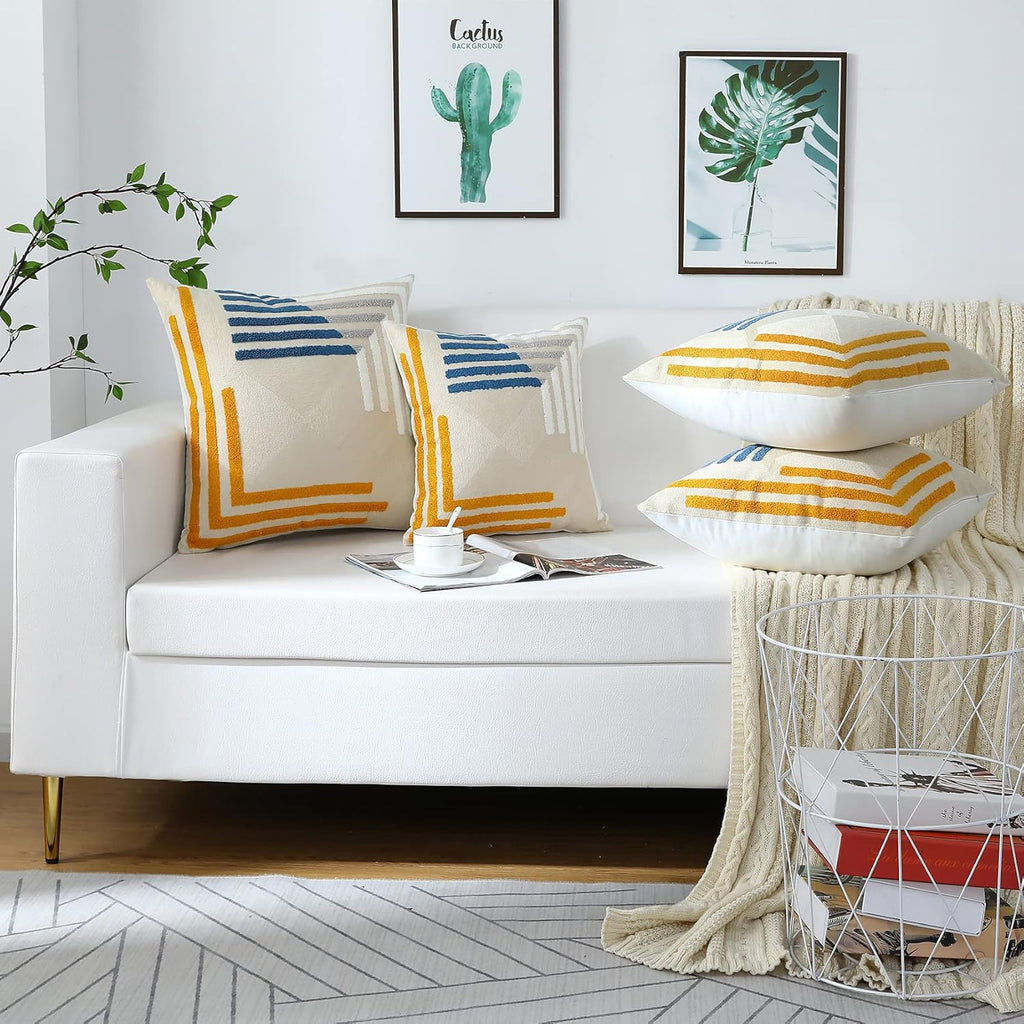 Tufted Boho Fabric Throw Pillow Cover — 20" - View 7