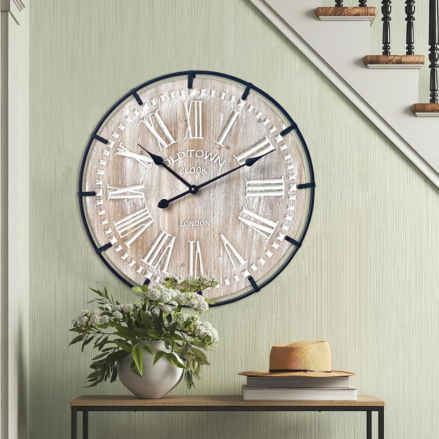 Battery Operated Farmhouse Brown Wall Clock — 30" — Brown