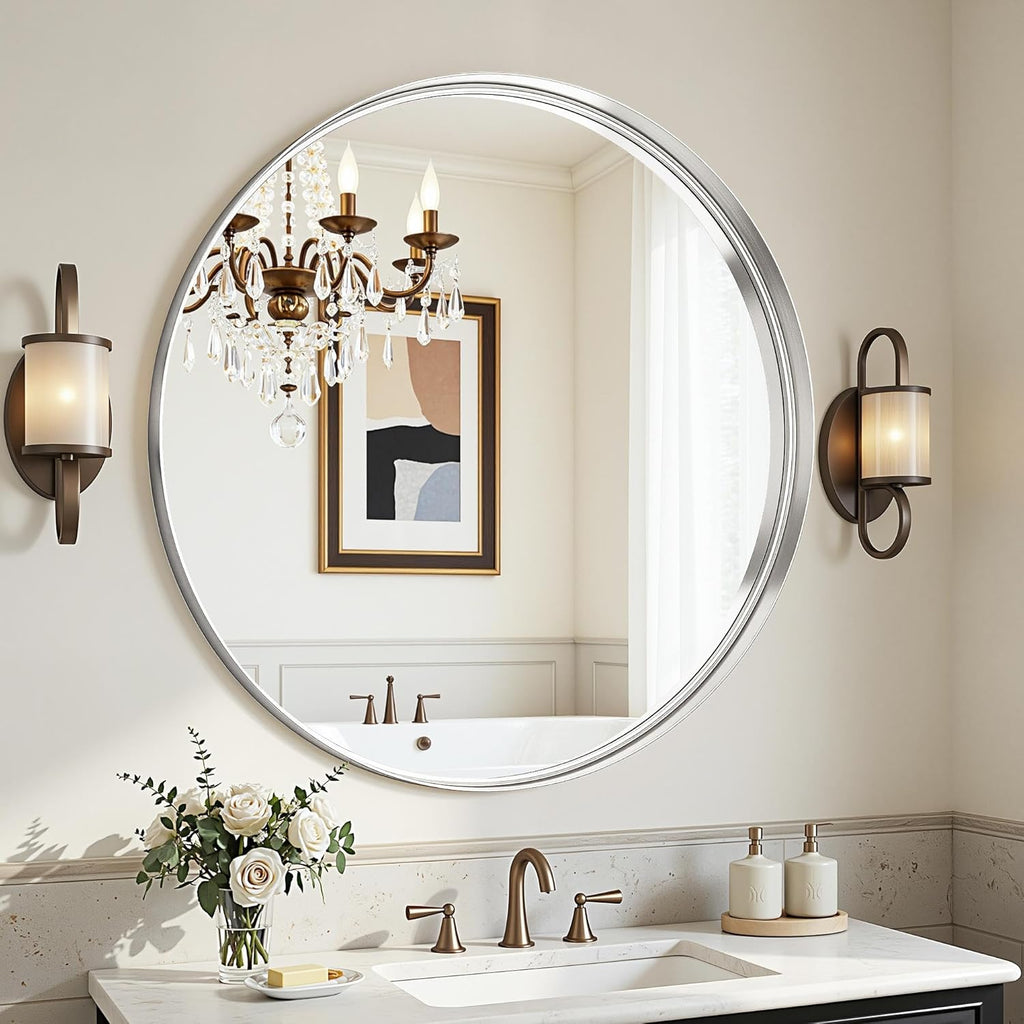 Metal Round Mirror — 30" — 30"L x 30"W