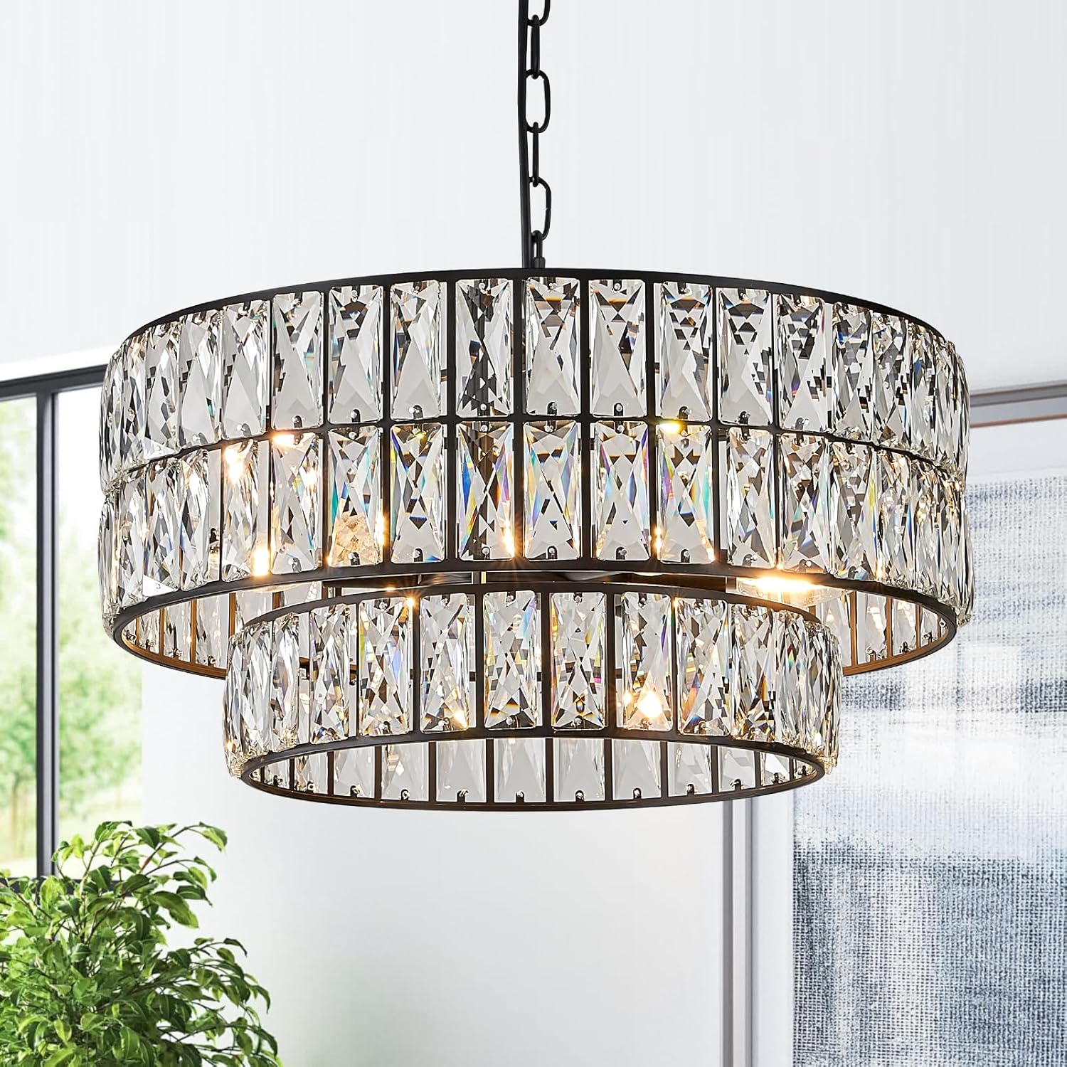 Luxe Black Chandelier — 4-Light — Black