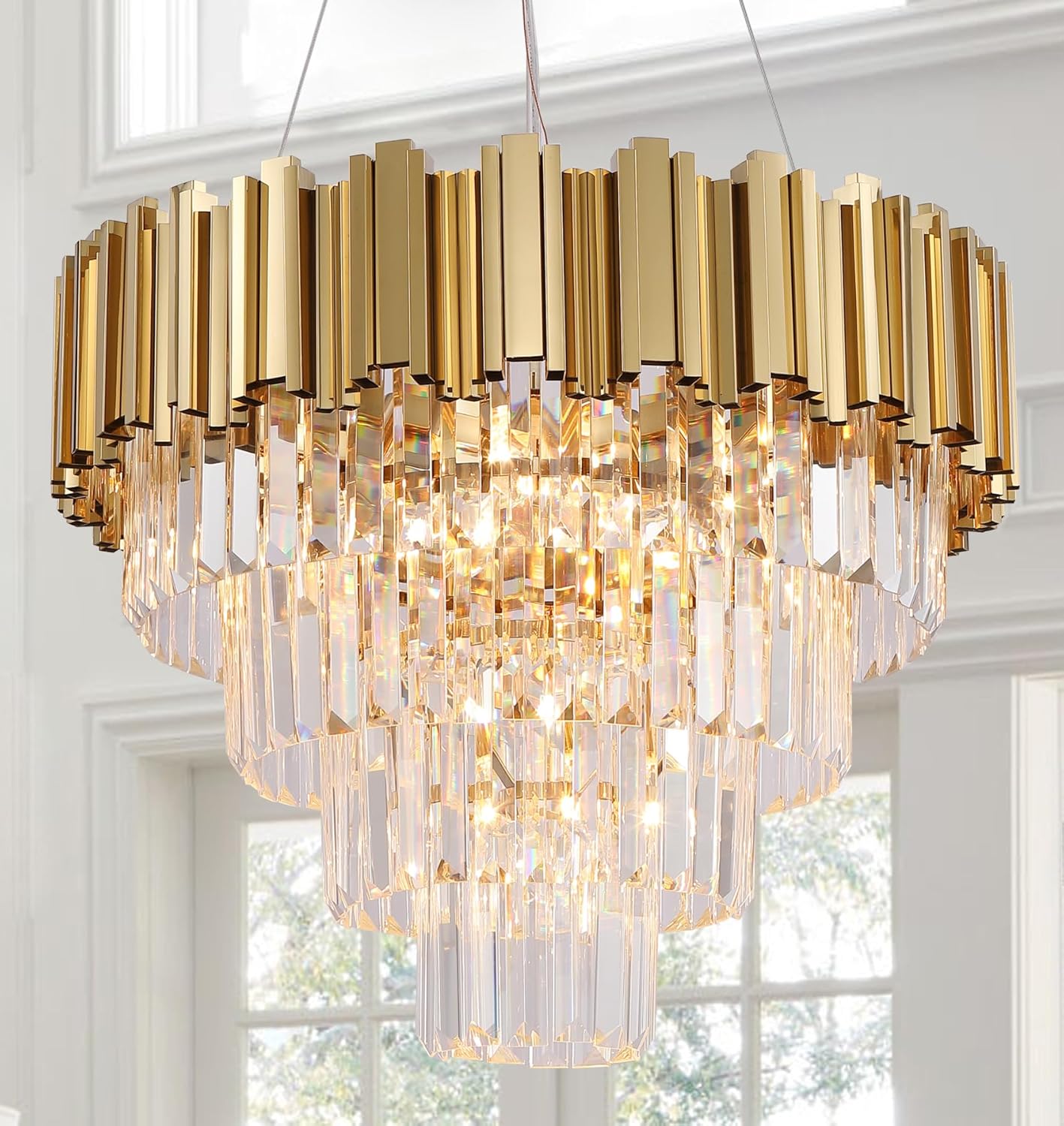 Round Luxe Gold Chandelier — 6-Light — Gold 21.6"