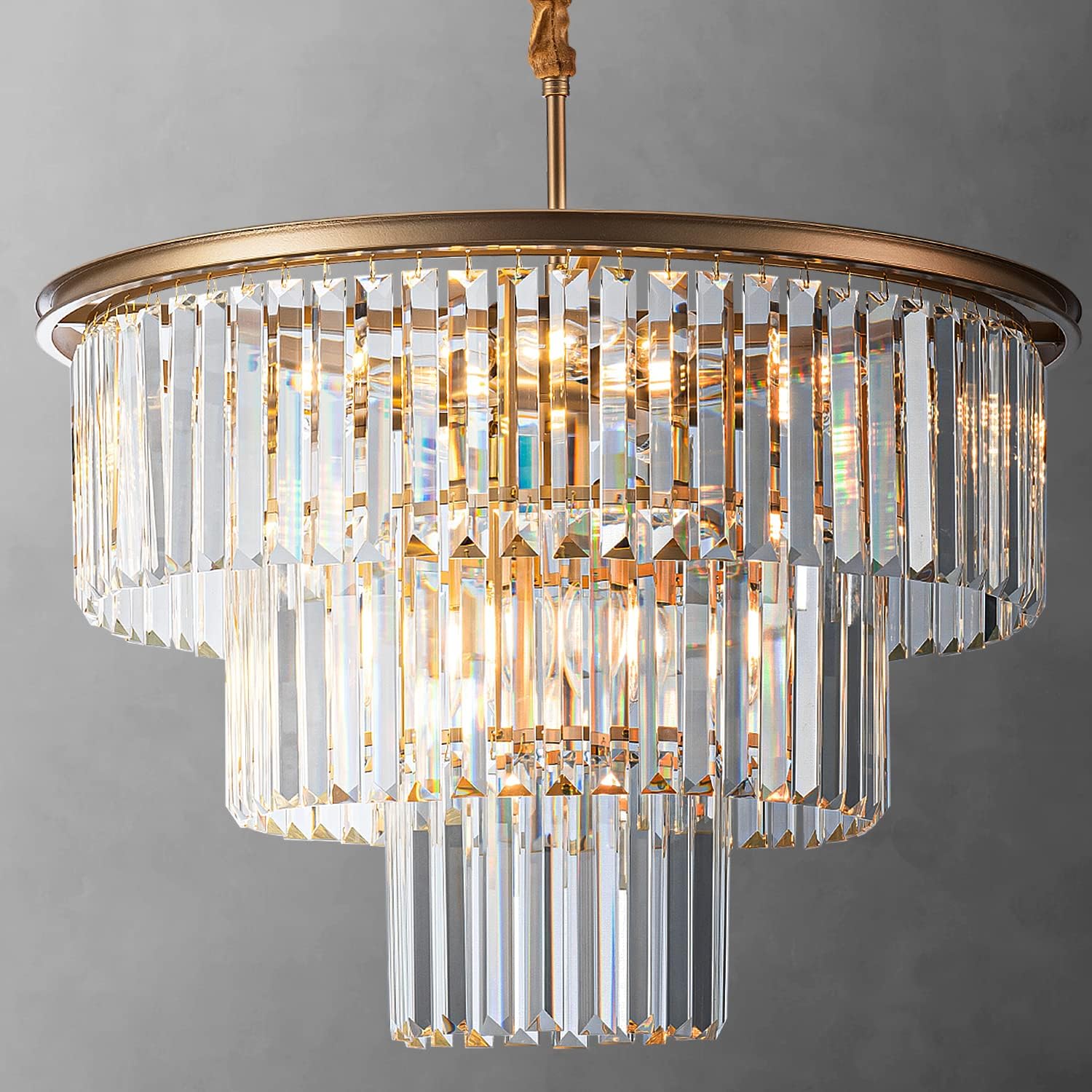 Round Luxe Black Chandelier — 10-Light — Diameter 23.6"