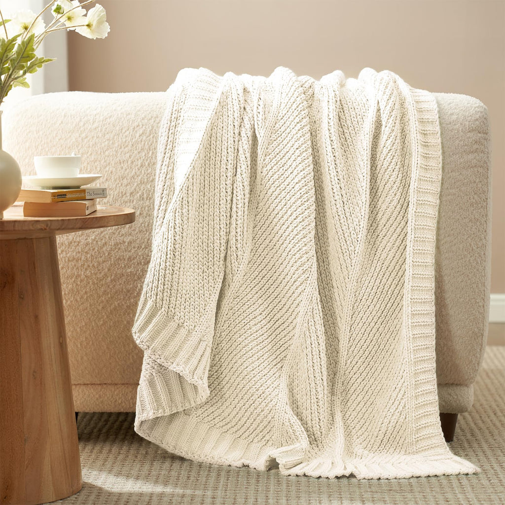 Knit Beige Throw Pillow — 50"
