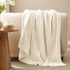 Knit Beige Throw Pillow — 50"