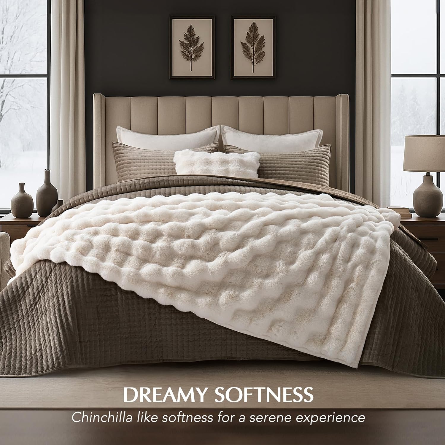 Luxe Beige Throw Pillow — 50" - View 6
