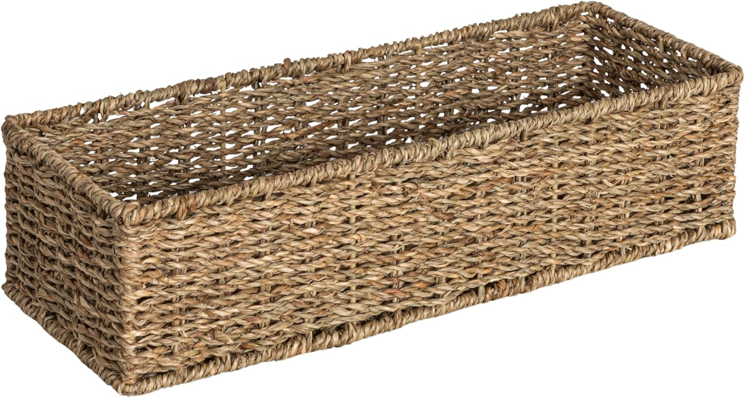 Rectangular Beige Storage Basket — Natural Seagrass