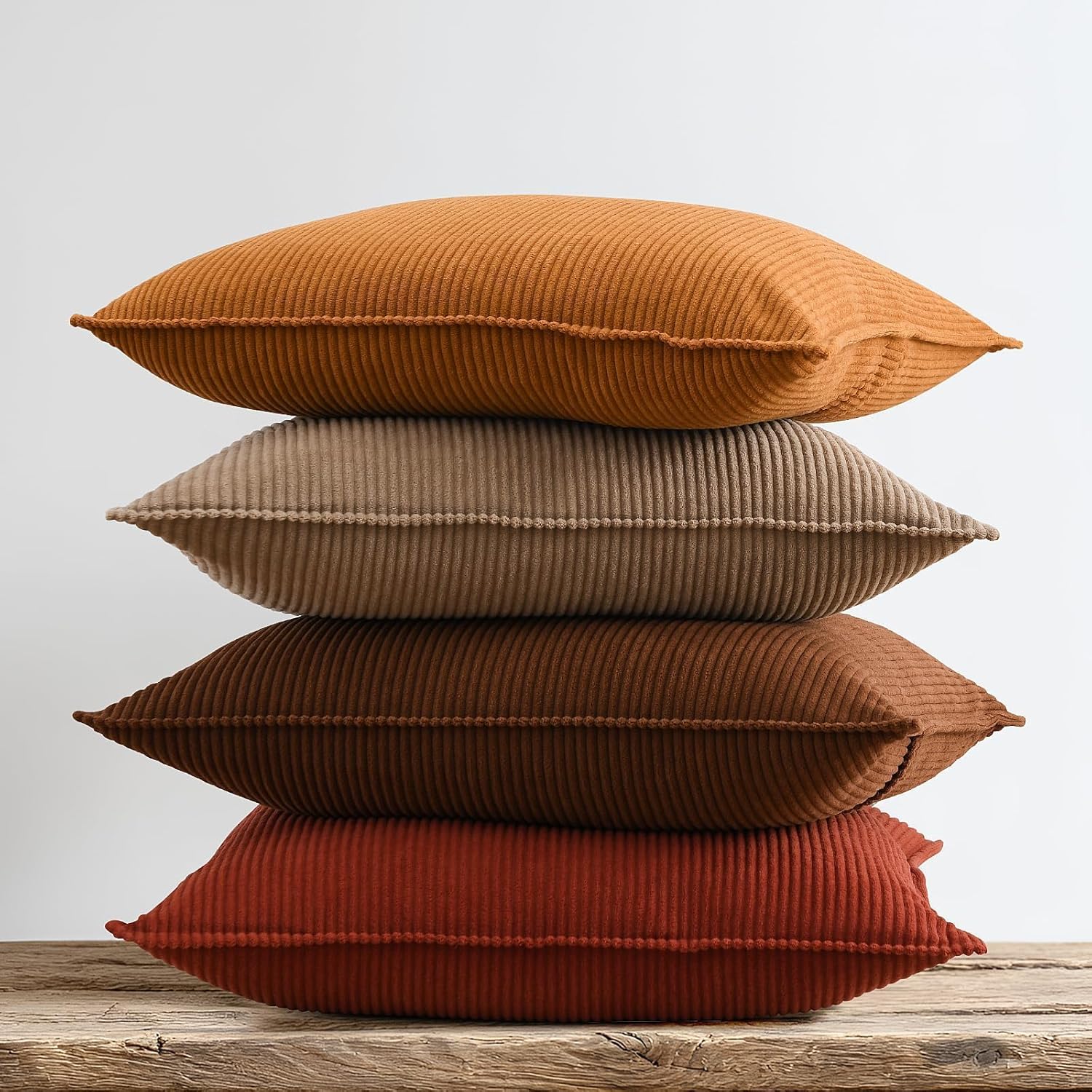 Velvet Boho Beige Throw Pillow Cover — 18" — 20" x 20" (Pack of 4)
