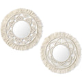 Round Boho Rattan Wall Mirror