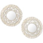 Round Boho Rattan Wall Mirror