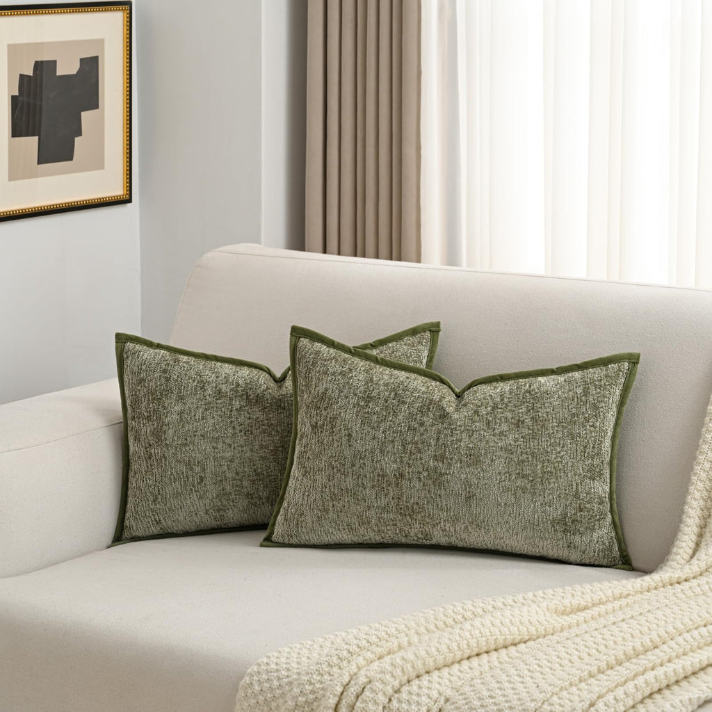 Chenille Beige Throw Pillow Cover — 20"