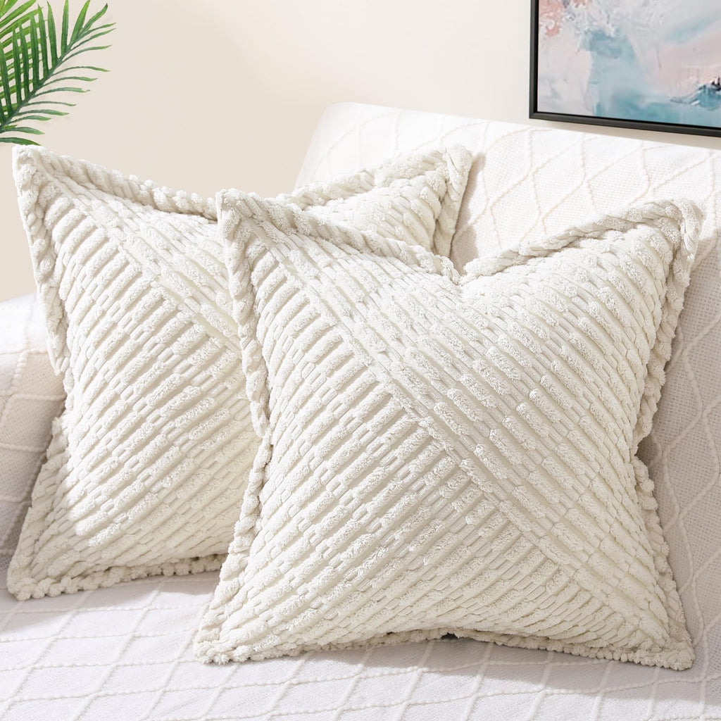 Boho Beige Throw Pillow Cover — 18"