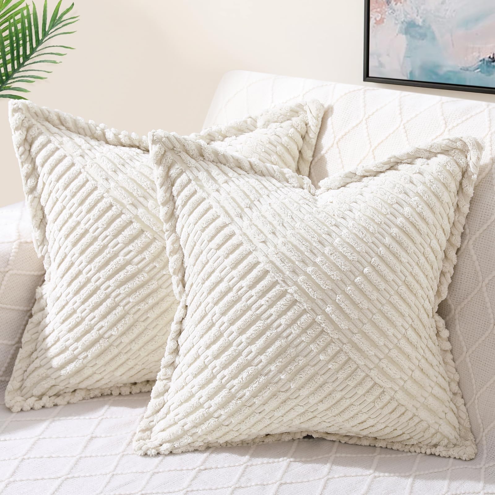 Boho Beige Throw Pillow Cover — 18"