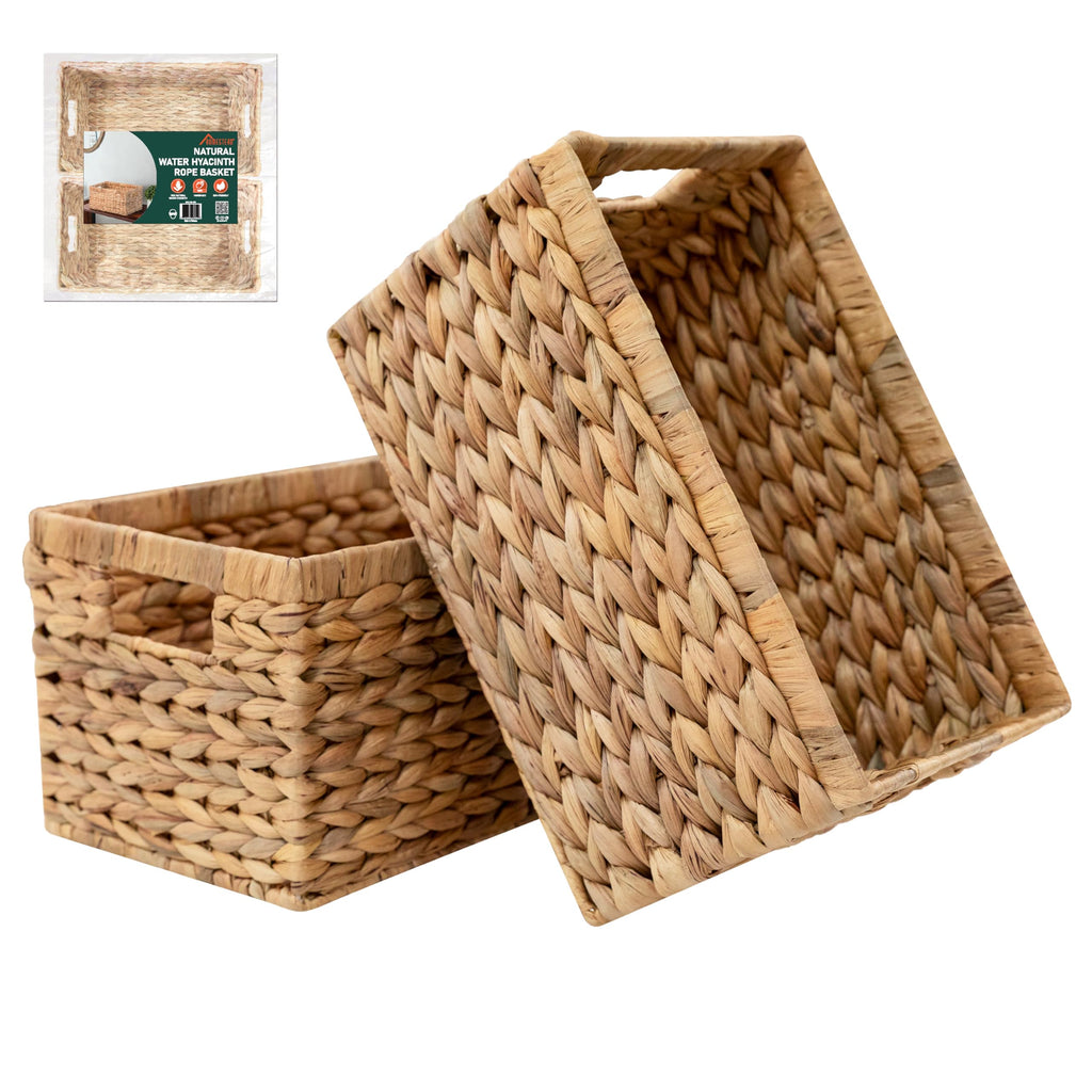 Handwoven Boho Rattan Storage Basket — 13.5"