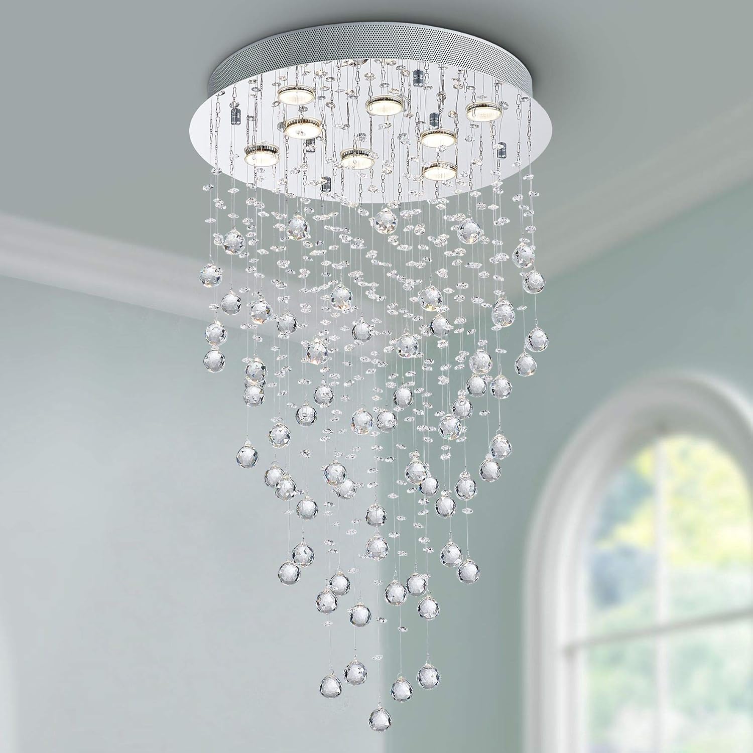 Round Luxe Metal Chandelier — 14" — W20" x H34"