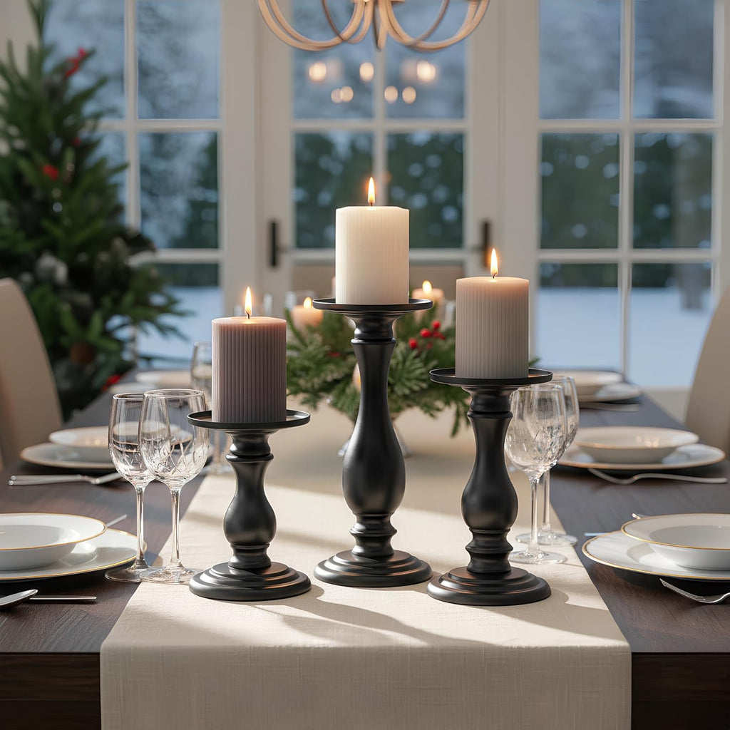 Farmhouse Metal Pillar Candle — 10" - View 2
