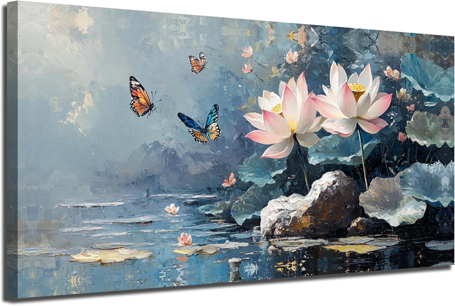 Framed Blue Canvas Wall Art — 48" — 58"L x 29"W