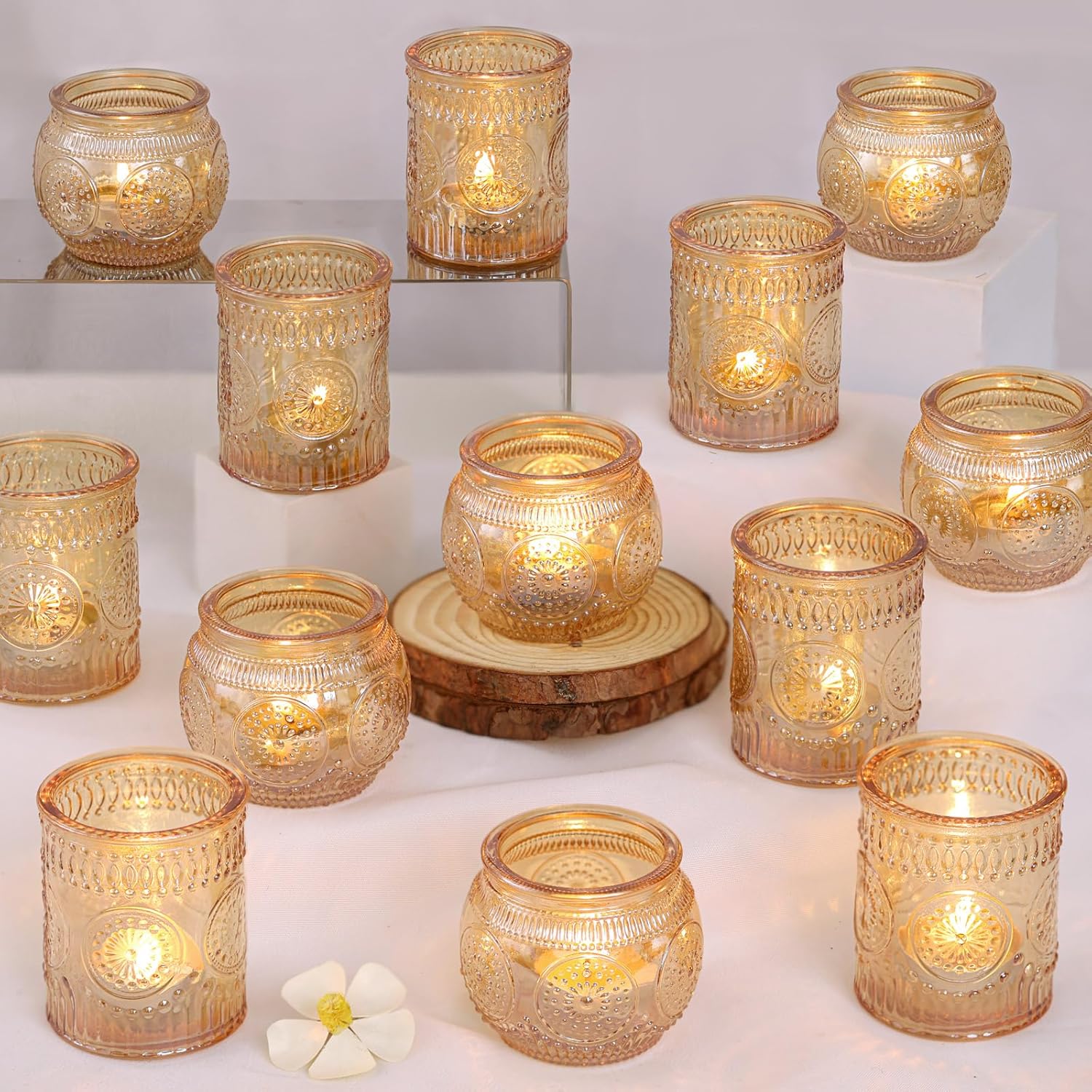 Vintage Blue Candle — Gold