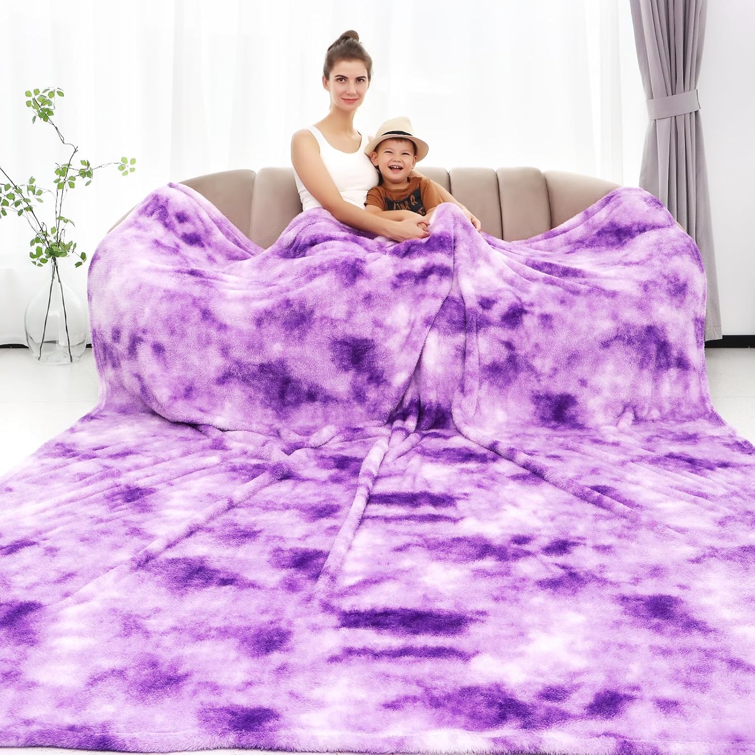 Luxe Blue Throw Pillow — 50" — Purple Tie Dye Blanket