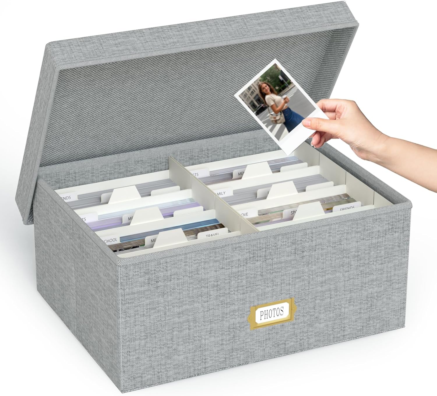 Linen Beige Storage Basket — 4x6 — Grey