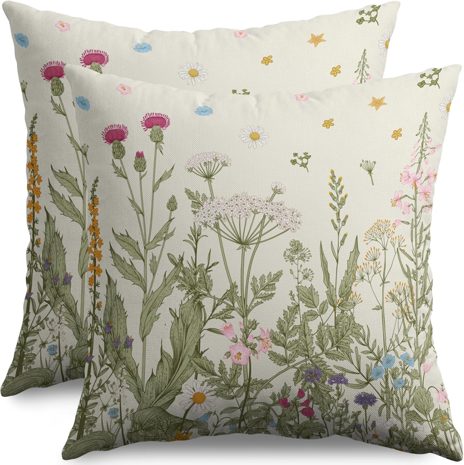 Vintage Boho Beige Pillow Cover — 22" — 16" x 16" (Pack of 2)