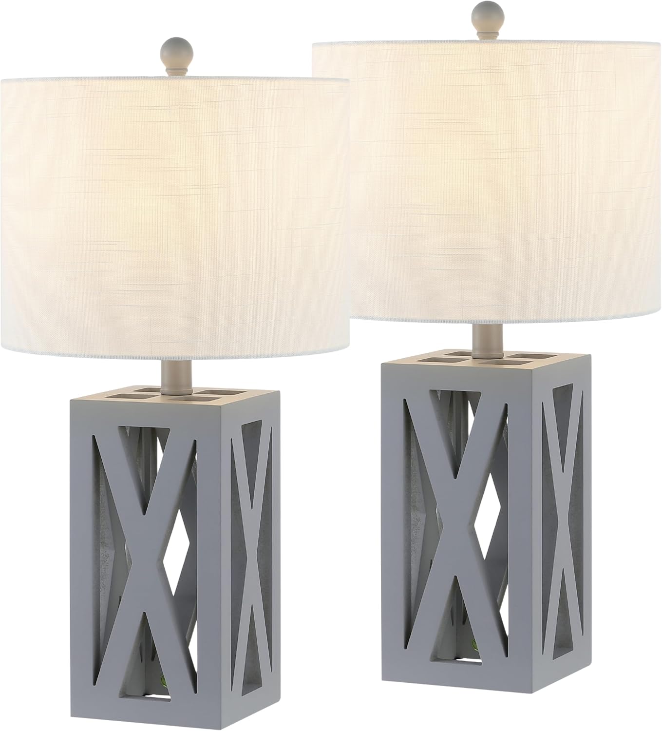 Linen Farmhouse Black Desk Lamp — 21.5" — Set of 2