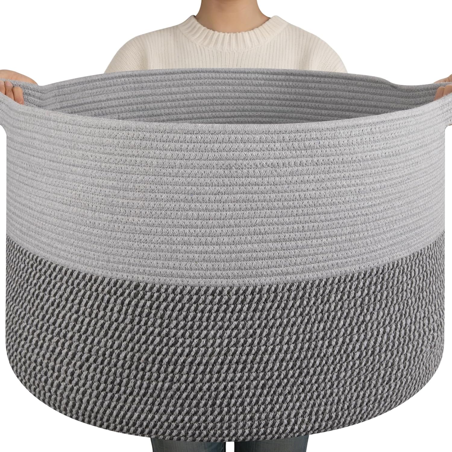 Linen Boho Black Throw Pillow — 21.7" — Light Grey and Dark Grey