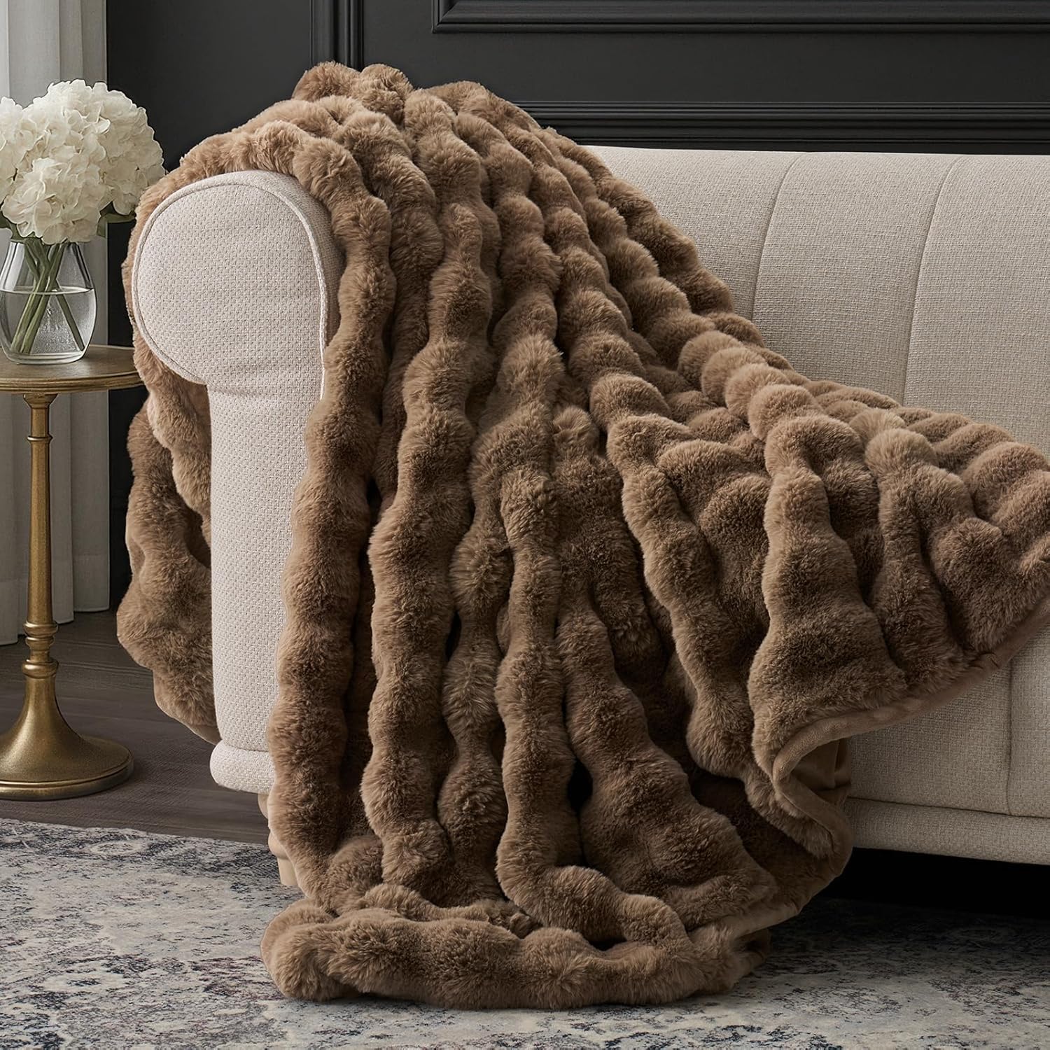 Luxe Beige Throw Pillow — 50" — Solid Natural Tan