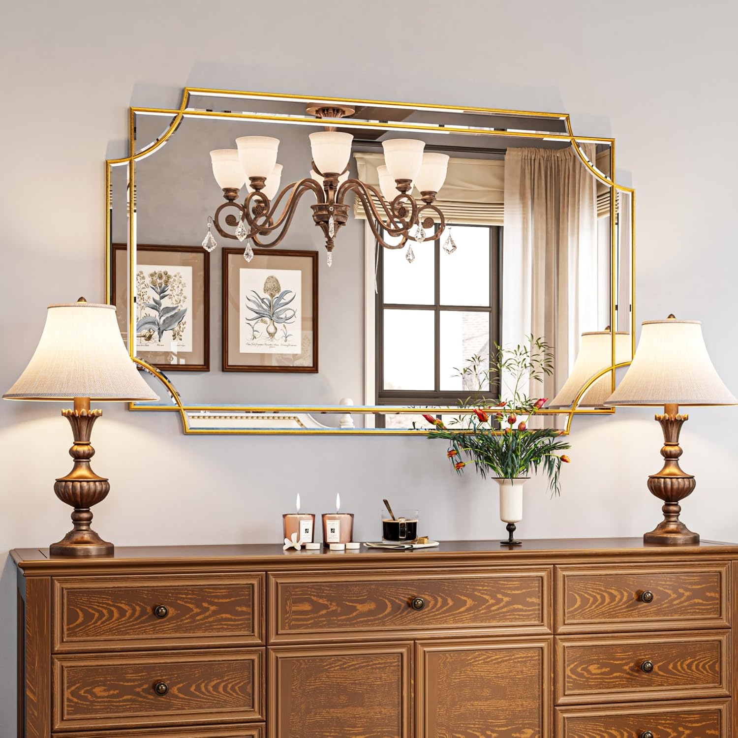 Beveled Farmhouse Glass Vanity Mirror — 30" — 48"L x 30"W