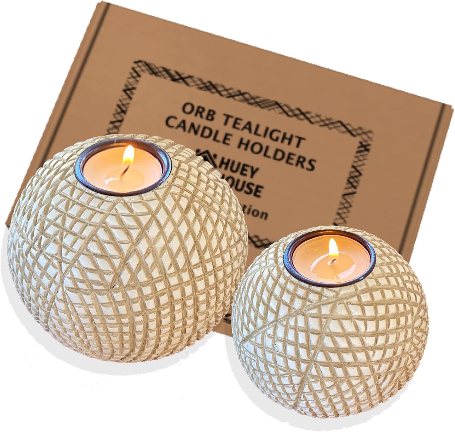 Beige Candle — Set of 2 — Beige and White