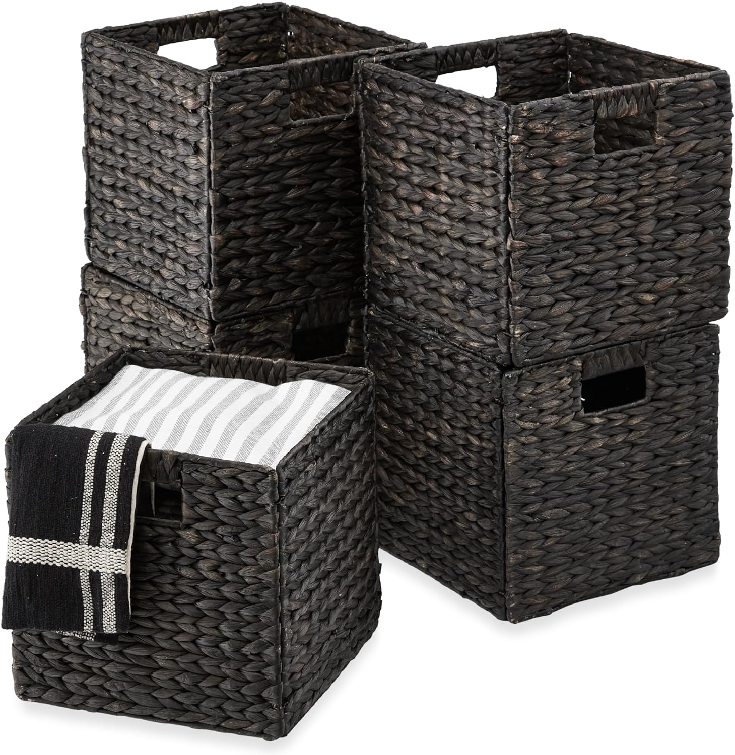 Handwoven Boho Beige Storage Basket — 5x10 — 12x12in
