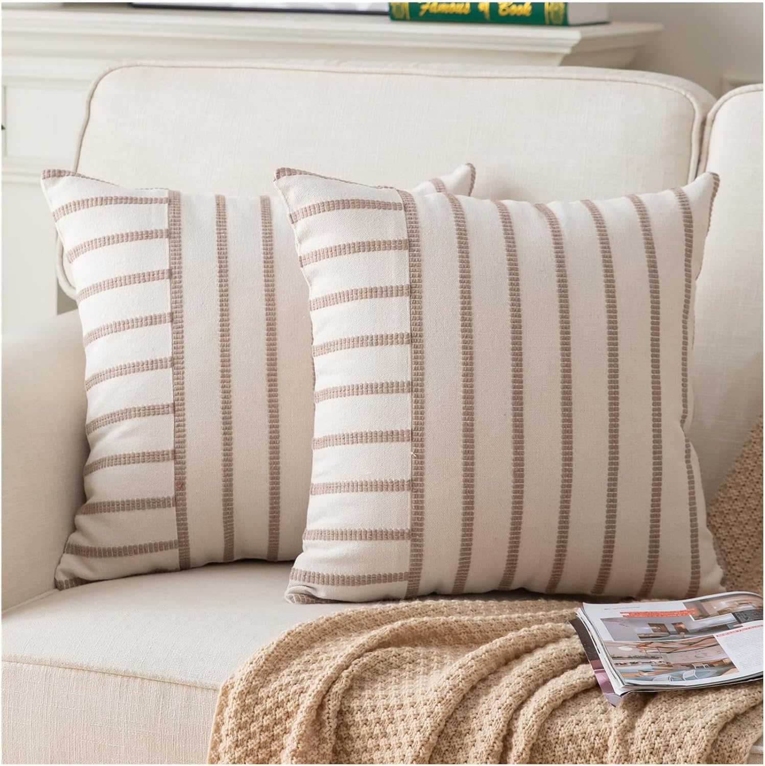 Boho Beige Throw Pillow Cover — 20" — Beige