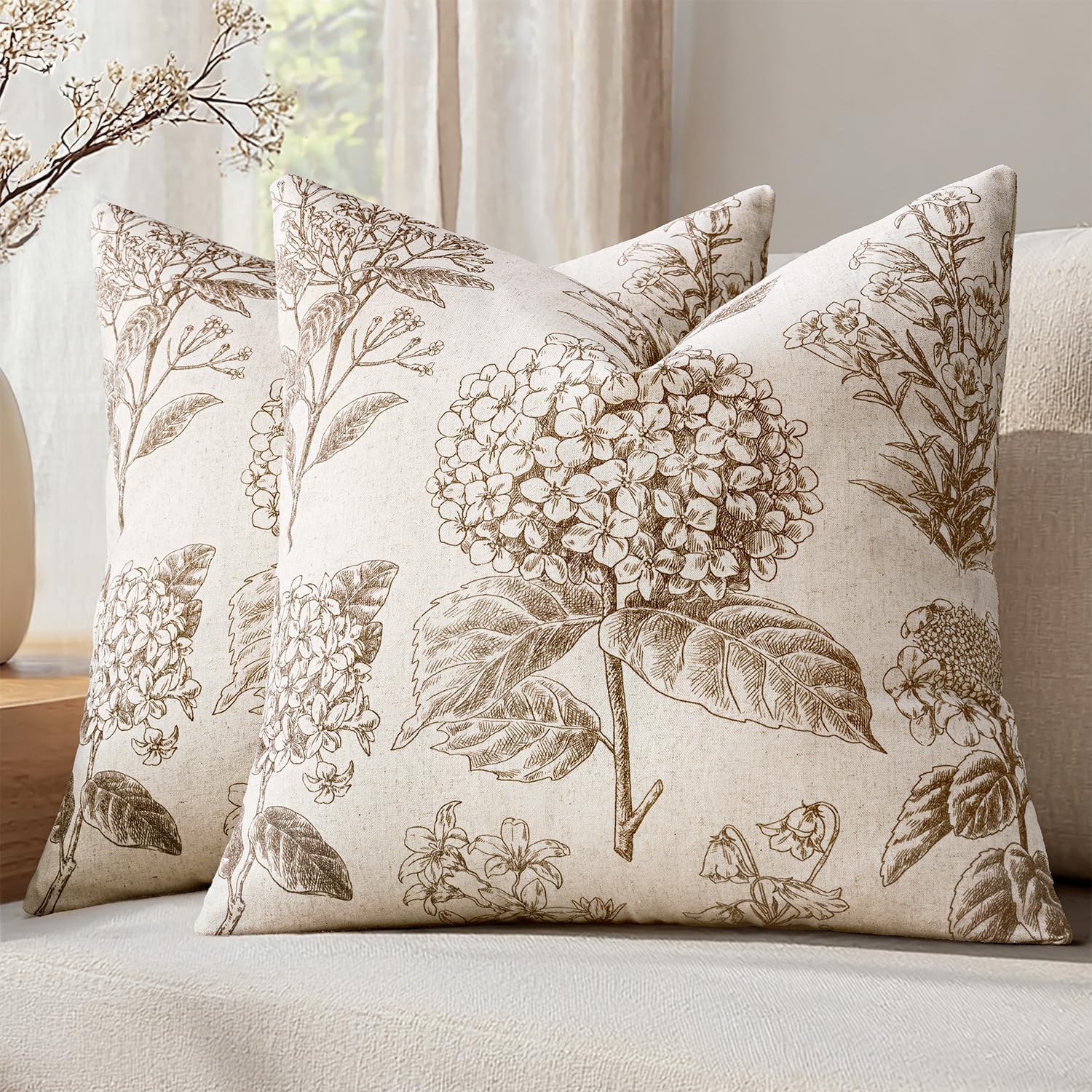 Vintage Boho Beige Pillow Cover — 20" — 18" x 18" (Pack of 2)