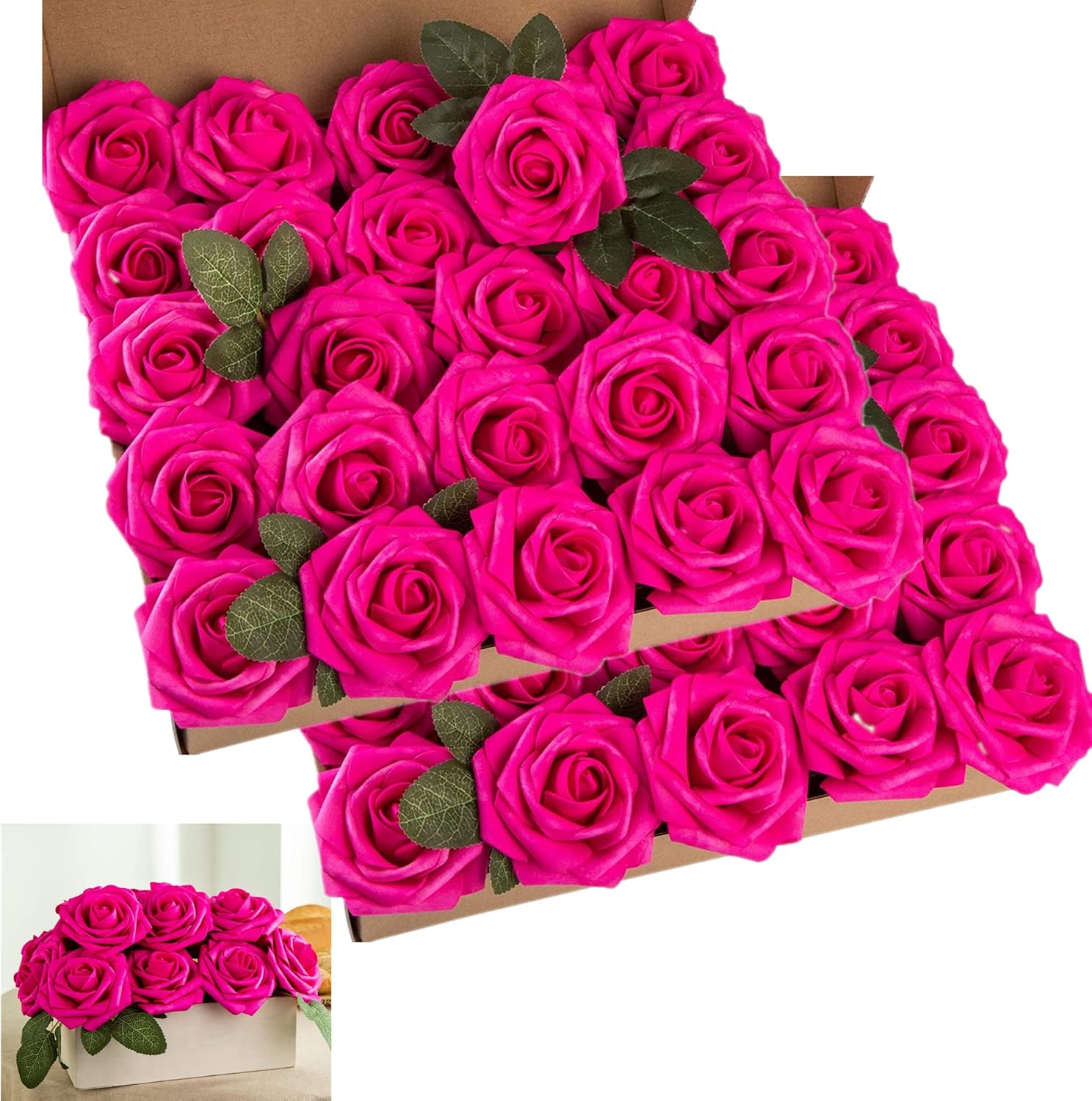 Black Artificial Plant — 50pcs Hot Pink