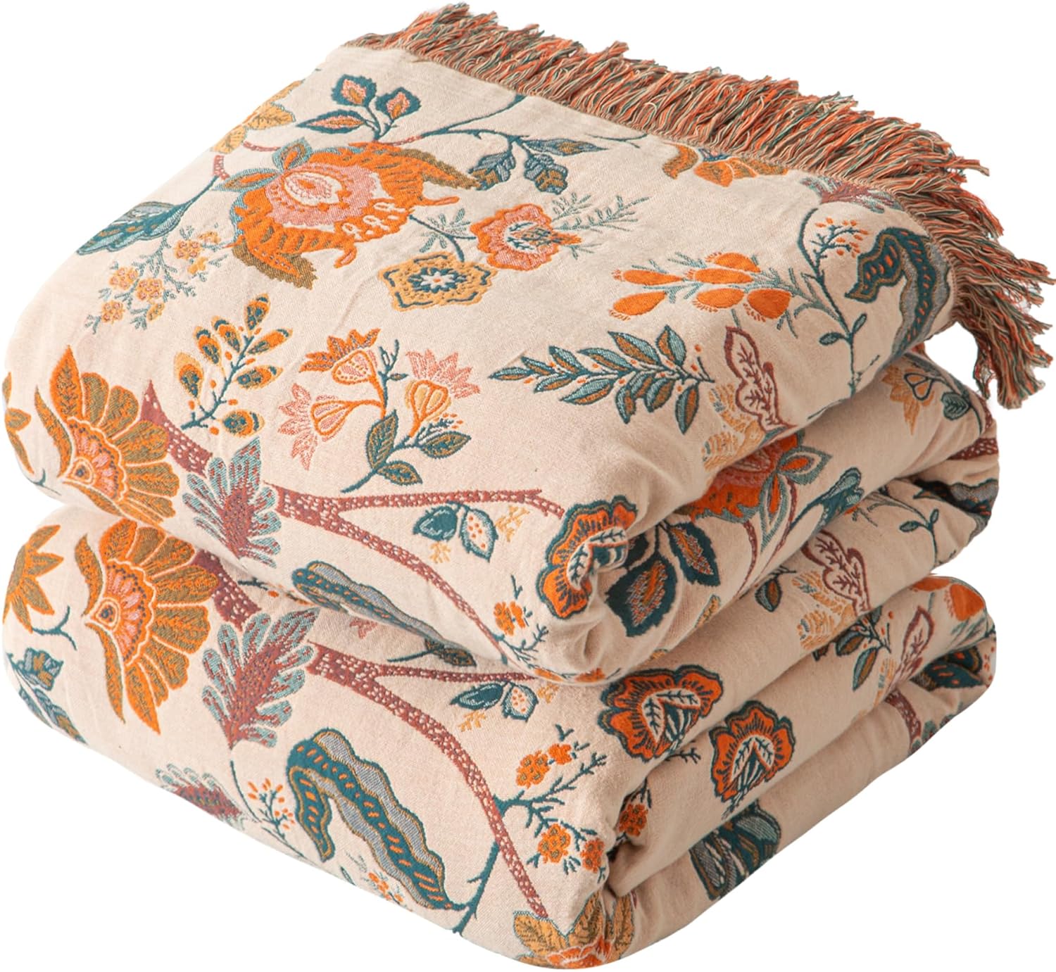Boho Fabric Throw Pillow — 90" — B - Boho Floral
