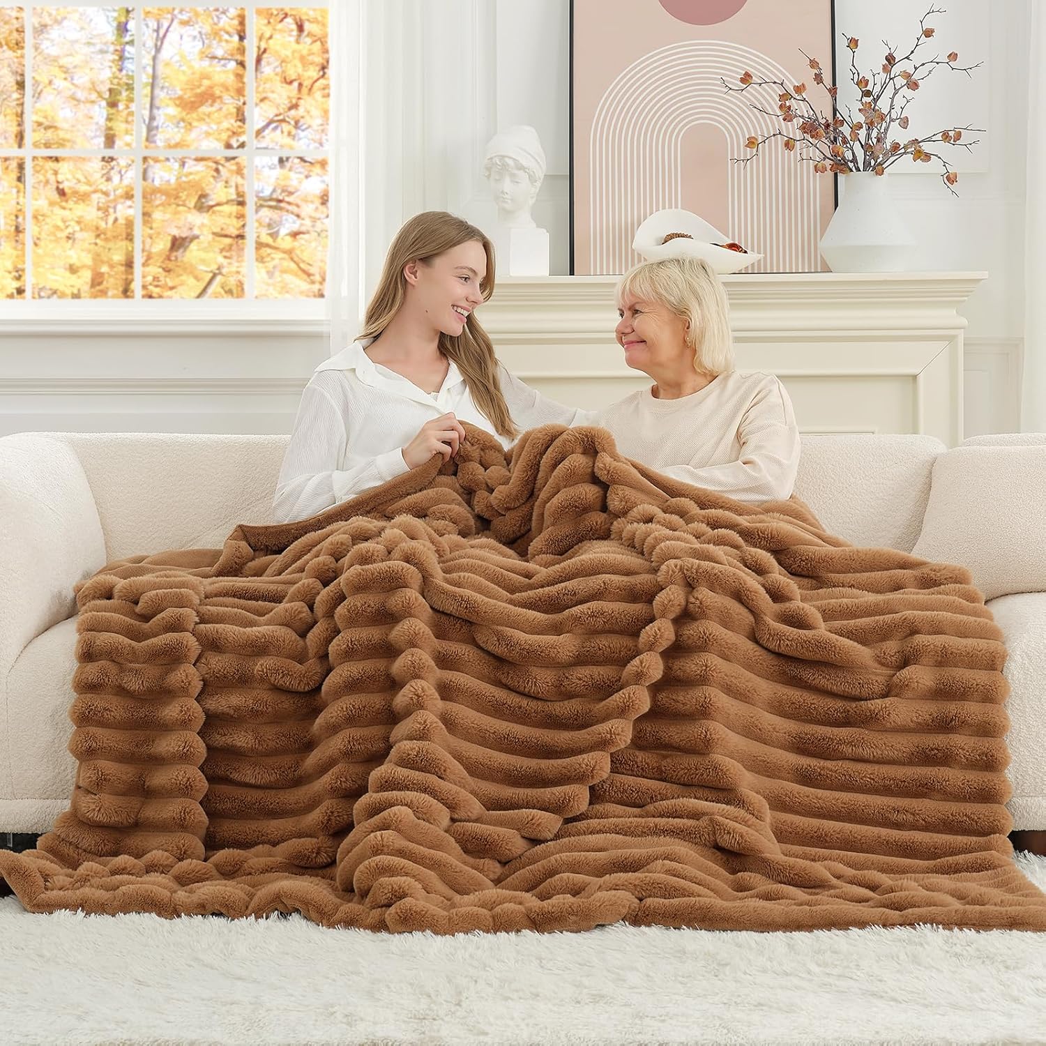 Beige Throw Pillow — 50" — Toasty Brown